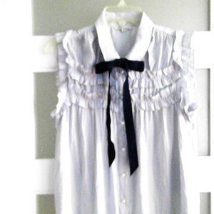 Silk Sleeveless Ruffled Blouse Size M